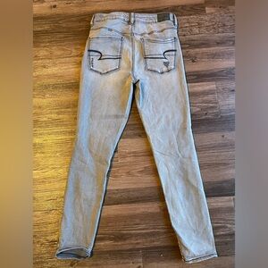 American Eagle Grey Distressed Wash Skinny Jean - Size 10